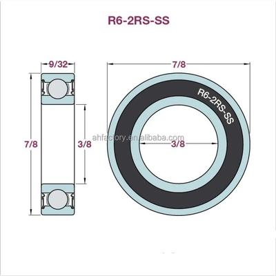 Le roulement miniature impérial R6-2RS C3 Dégagement 3/8&quot;x7/8&quot;x9/32&quot; Performance stable